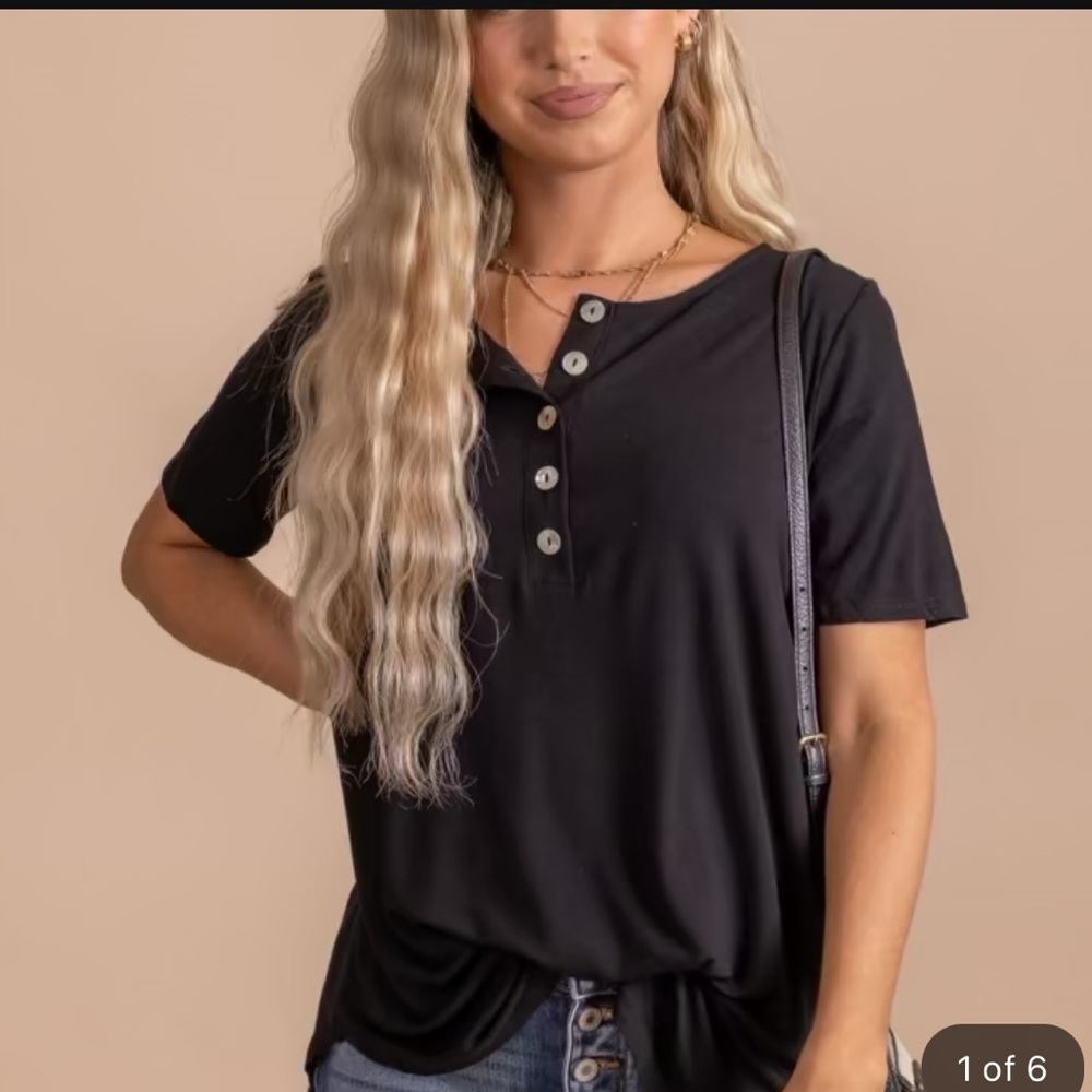 Black Button Accent Top